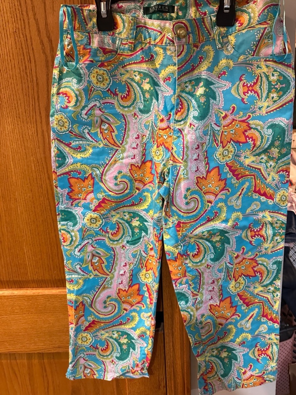 Lauren Ralph Lauren Women’s Paisley Crop Pants Colorful Stretch Capri Preppy - Picture 4 of 4